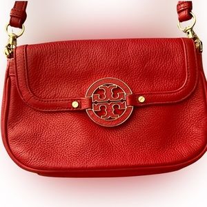 Tory Burch Amanda Leather Mini Crossbody Bag Red